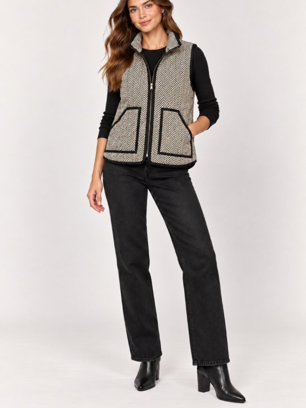 J.Crew Herringbone Quilted Puffer Vest